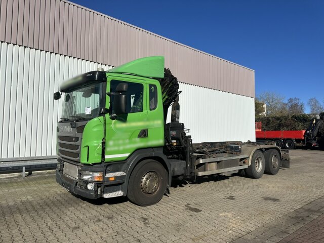 ScaniaG 480 6x2-4, Lenk-Liftachse,  Hiab Kran Funk 166 HD-3, Abroller XR 18 S 59